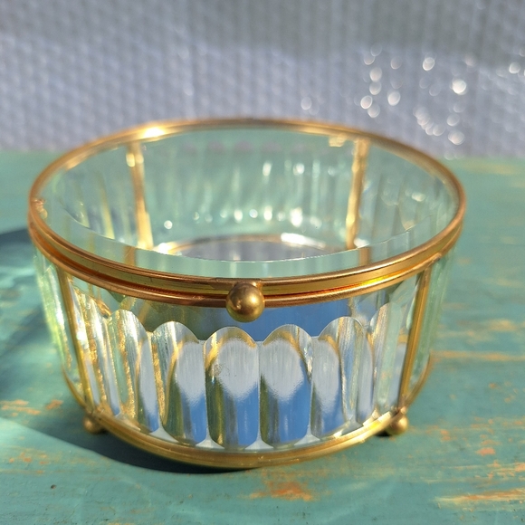 Glass Display Box Gold Metal Jewelry Box Display Case Holder Stained Glass - Picture 6 of 16